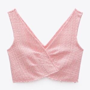 ZARA pink tweed crop top NWT